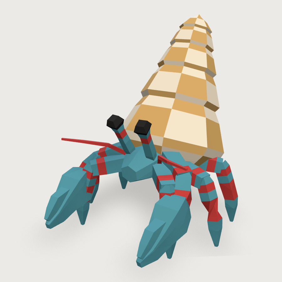 Blue-Leg Hermit Crab low-poly 3D model