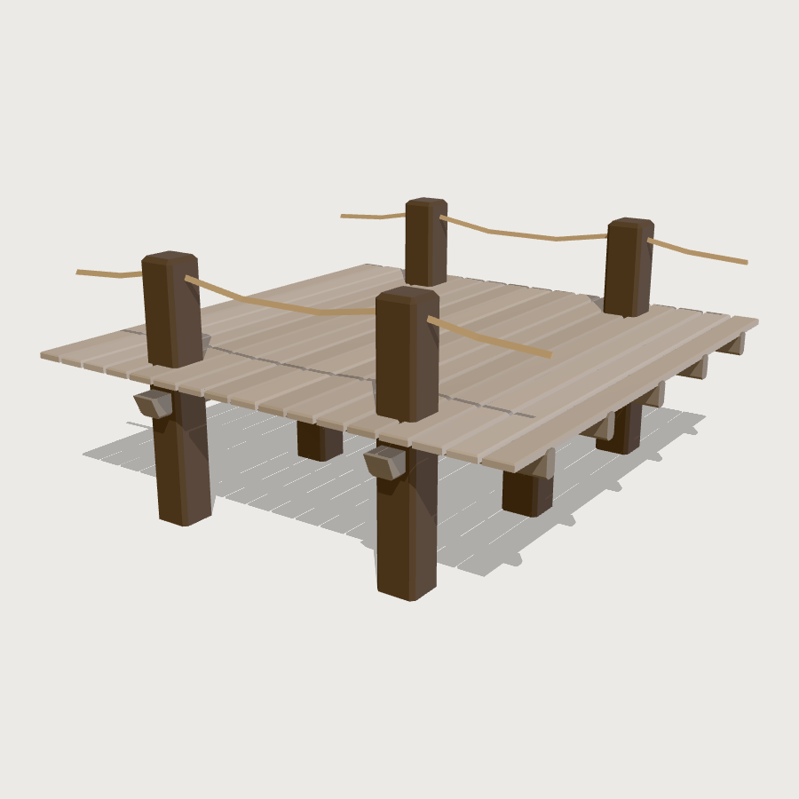 Boardwalk Deck Run low-poly 3D model
