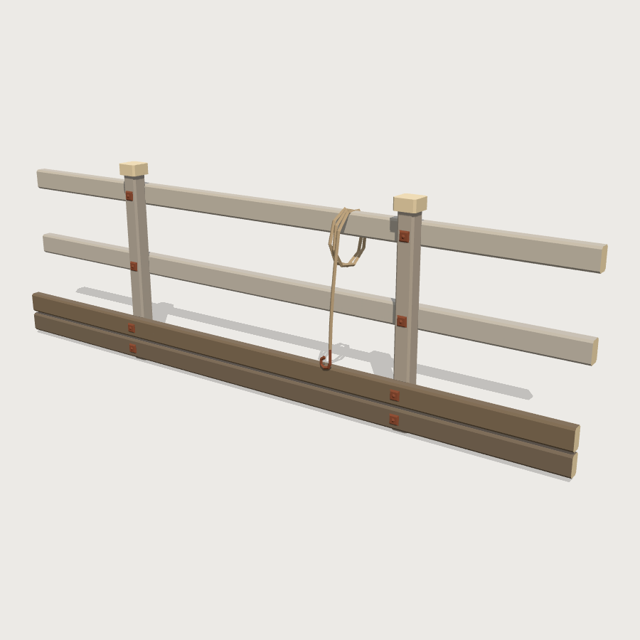 Boardwalk Railing Run low-poly 3D model