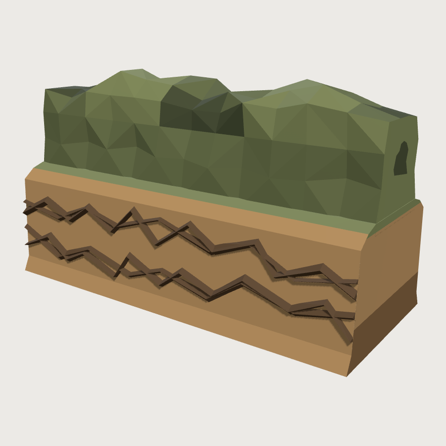 Bocage Hedgerow Section low-poly 3D model