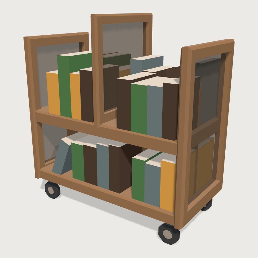 Book Trolley low-poly 3D model