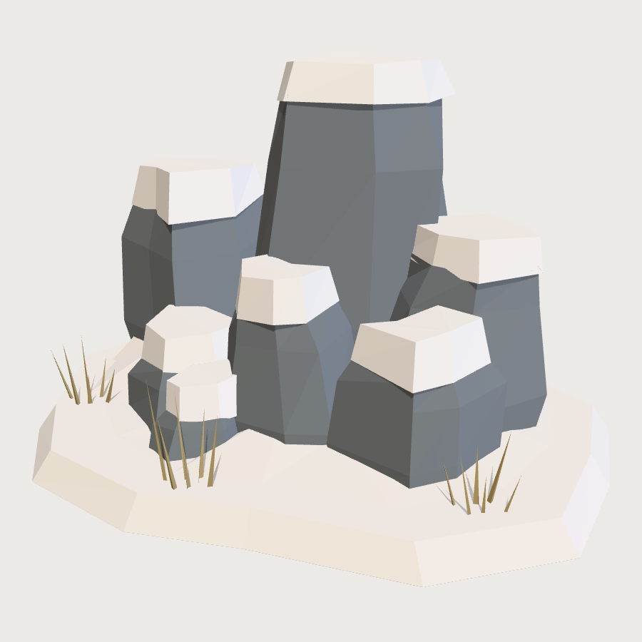 Boulder Field Cluster low-poly 3D model
