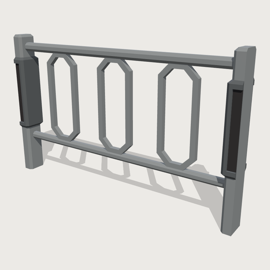 Bow-Top Park Railing Run low-poly 3D model