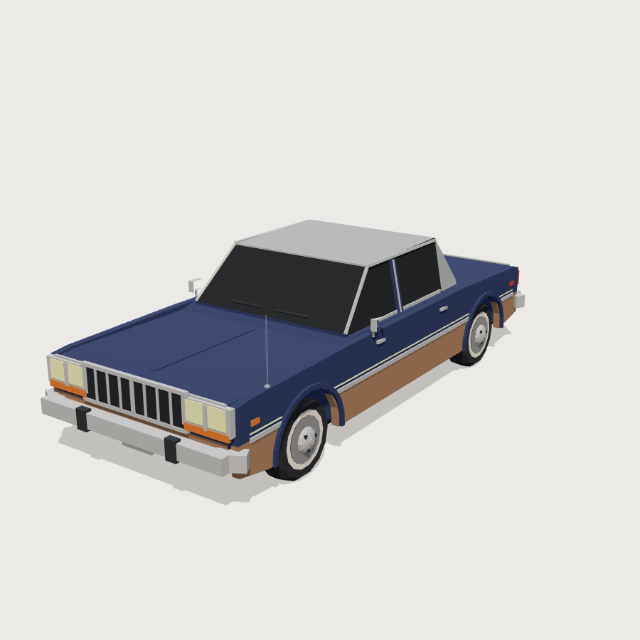 Boxy-sedan-70s low-poly 3D model