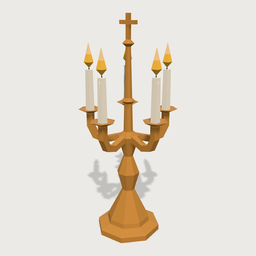 Brass Candelabra low-poly 3D model