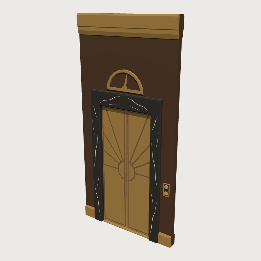 Brass Lift Door Bay low-poly 3D model