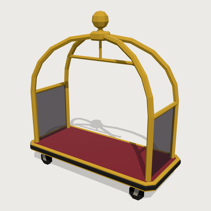 Brass Luggage Cart low-poly 3D model