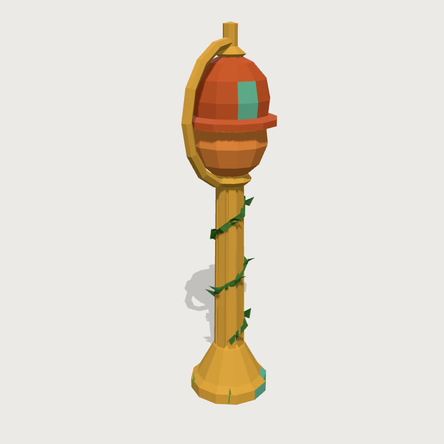 Brass post lamp low-poly 3D model