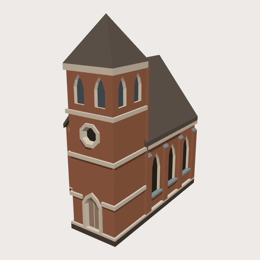 Brick Church low-poly 3D model