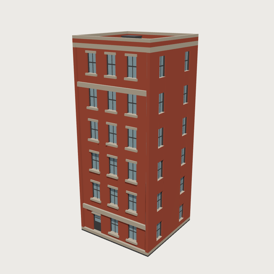 Brick Tenement low-poly 3D model