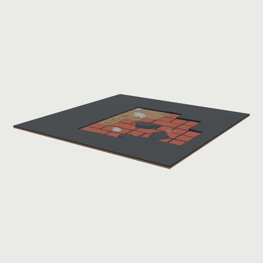 Broken-Out Road Tile low-poly 3D model