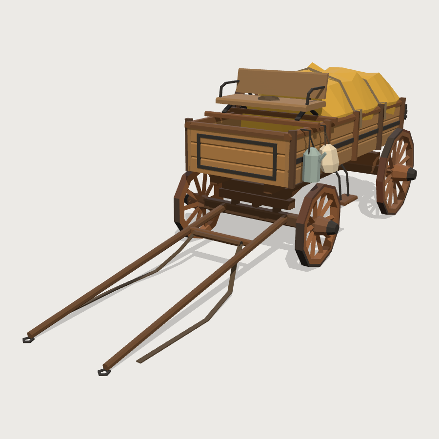 Buckboard Wagon low-poly 3D model