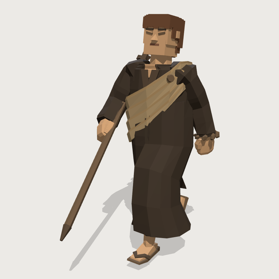 Buddhist Monk low-poly 3D model