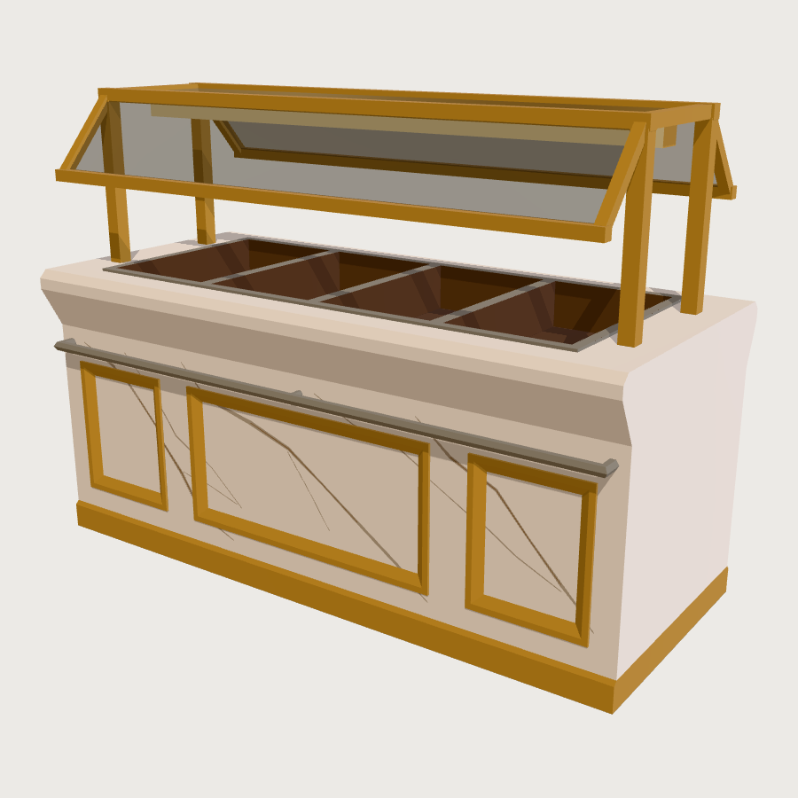 Buffet Serving Line Run low-poly 3D model