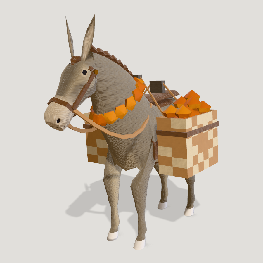 Burro With Marigold Panniers HD 3D model
