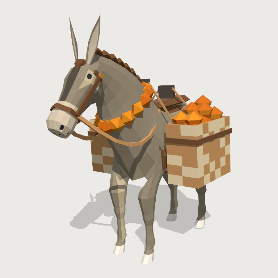 Burro With Marigold Panniers low-poly 3D model