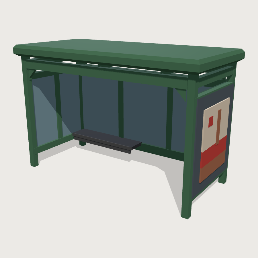 Bus Shelter low-poly 3D model