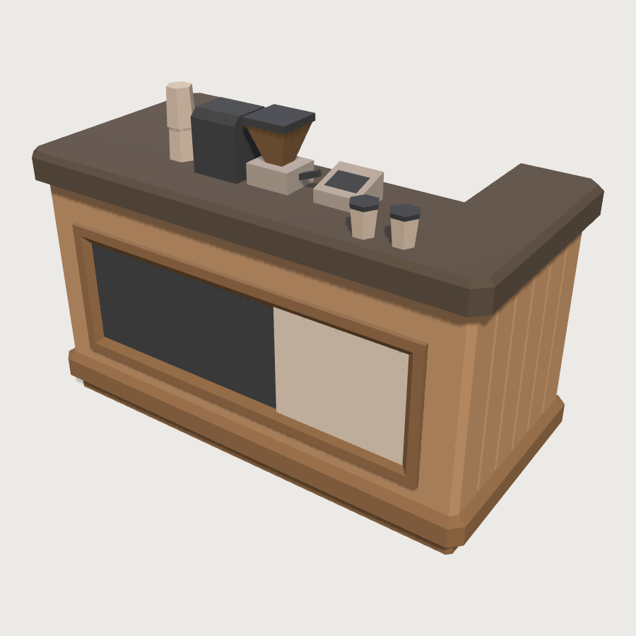 Cafe Counter low-poly 3D model