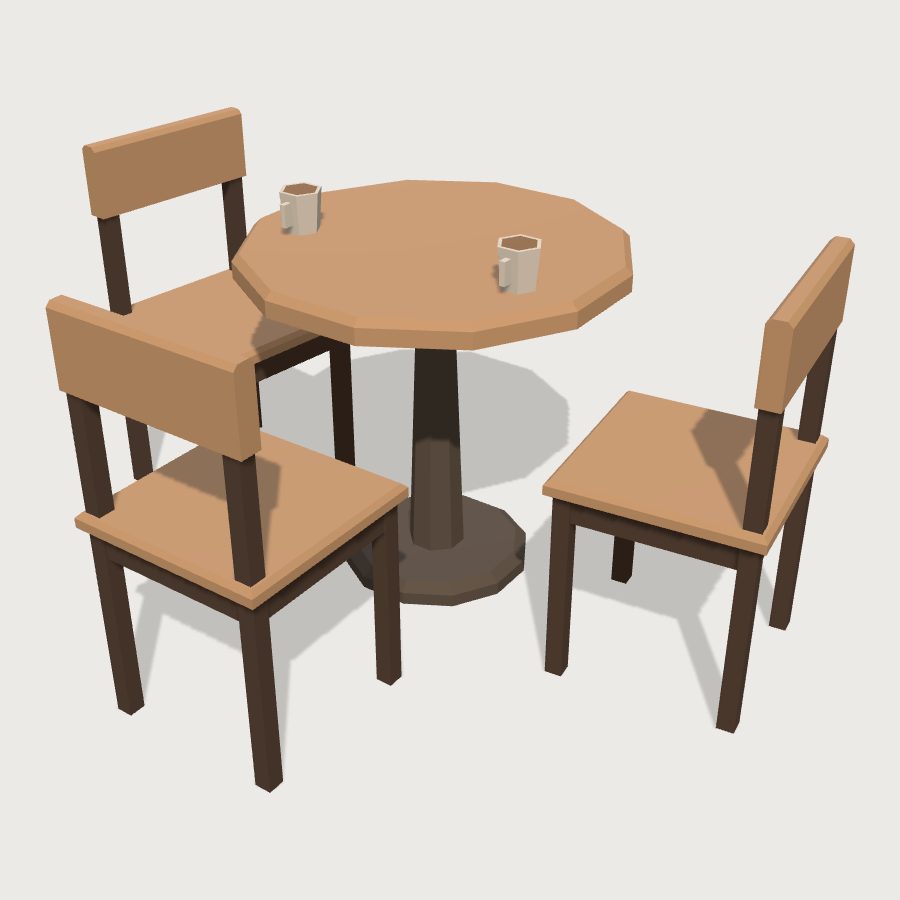 Cafe Table Set low-poly 3D model