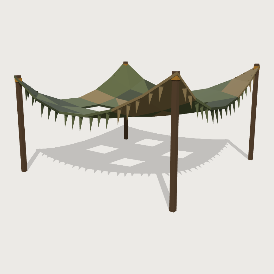 Camouflage Net Canopy low-poly 3D model