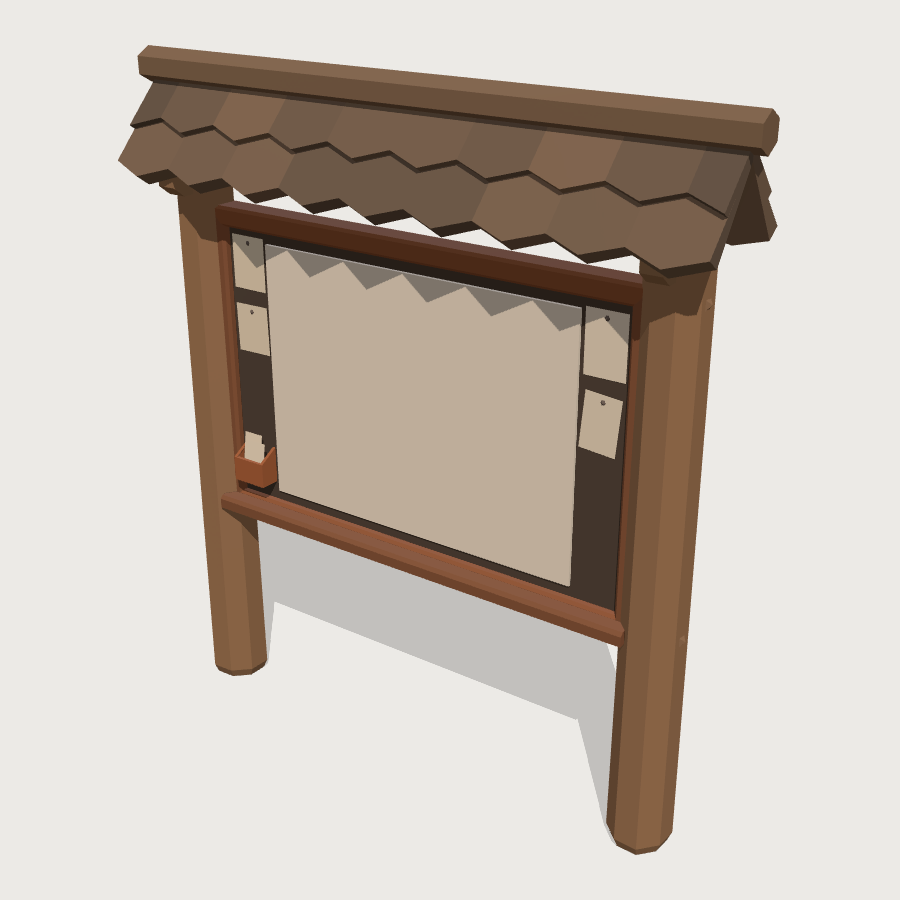 Camp Notice Board low-poly 3D model