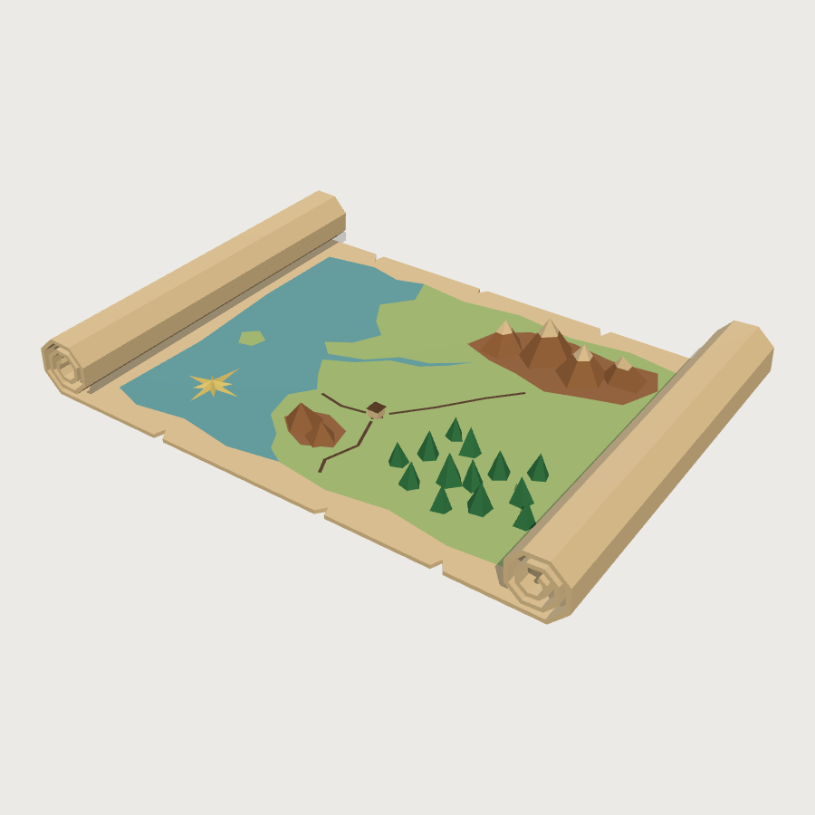 Campaign Map Scroll low-poly 3D model
