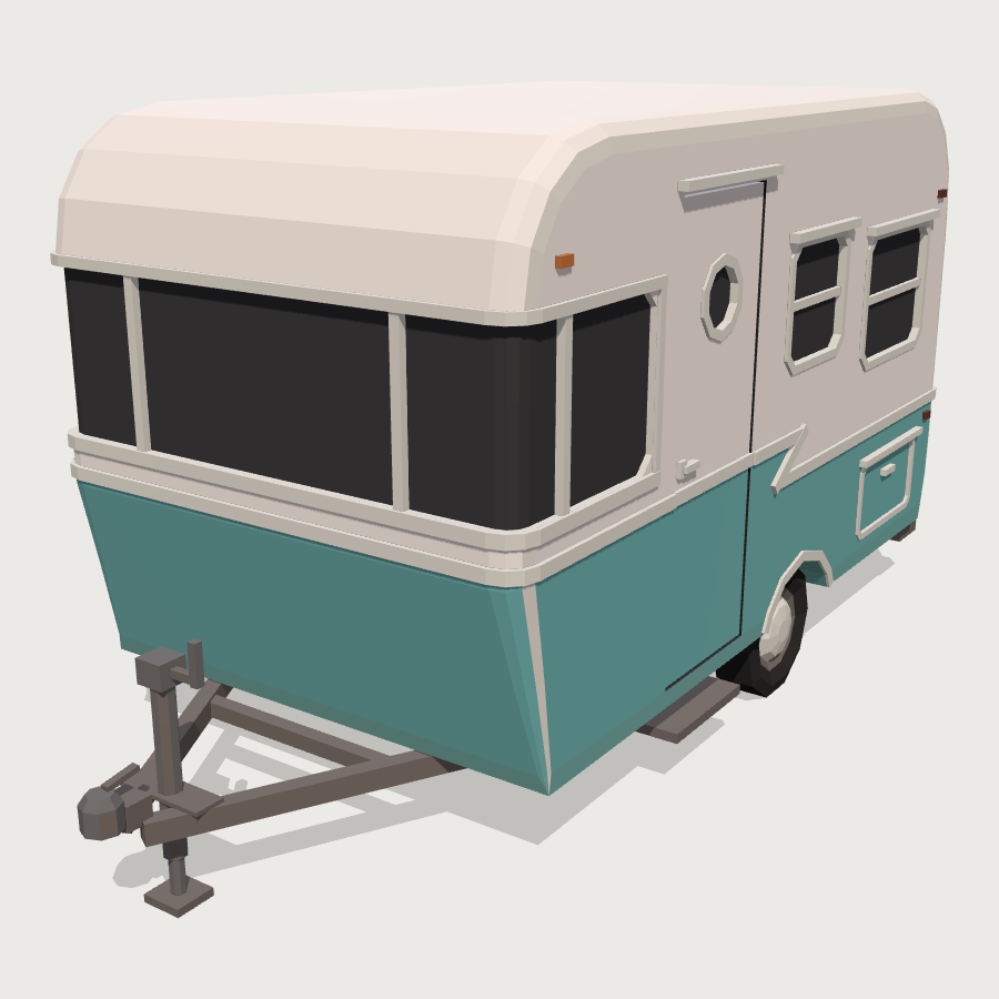 Camper Trailer low-poly 3D model