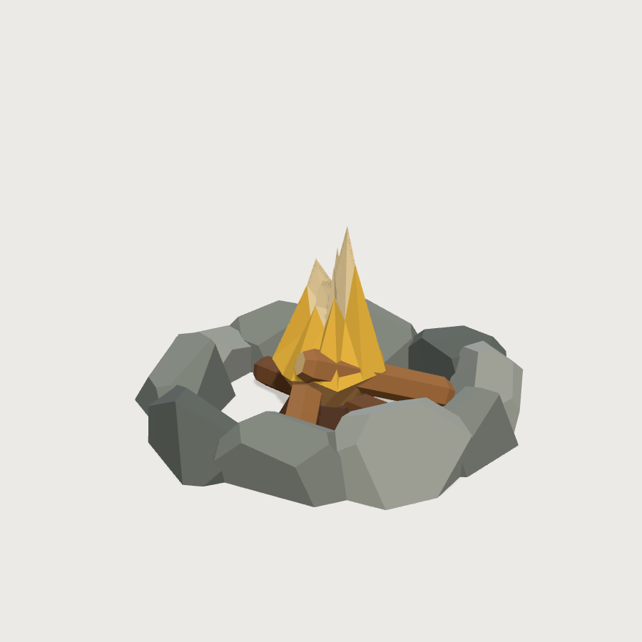 Campfire low-poly 3D model