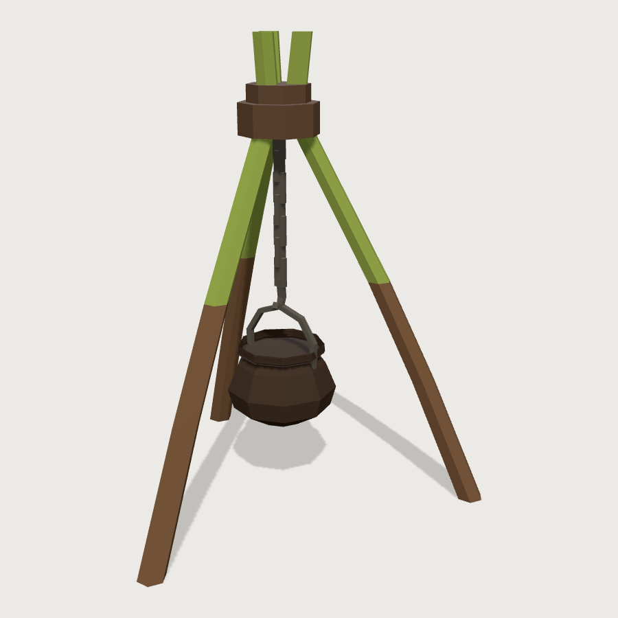 Campfire Cook Tripod low-poly 3D model