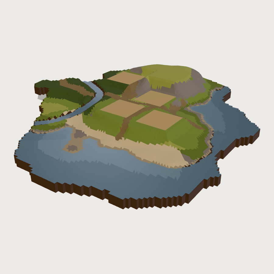 Campground & Lake Terrain low-poly 3D model