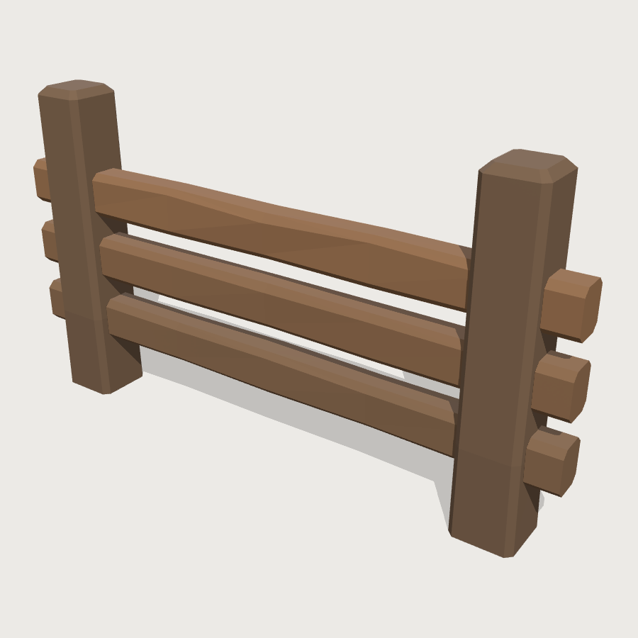 Campground Rail Fence Run low-poly 3D model