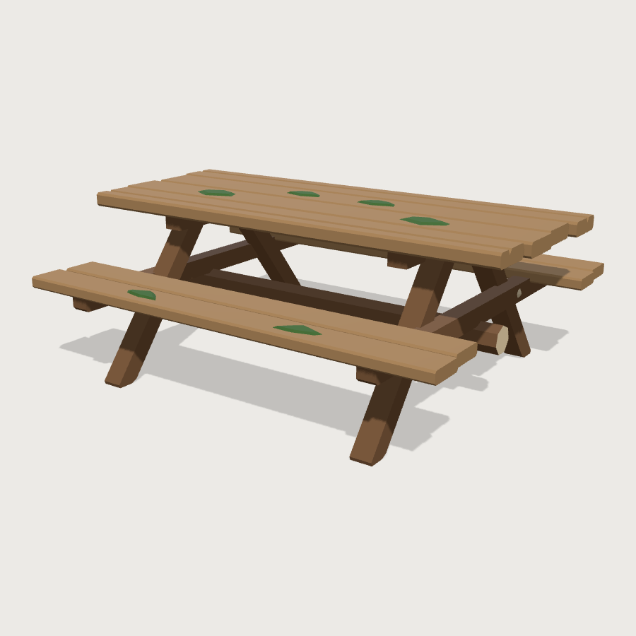 Campsite Picnic Table low-poly 3D model