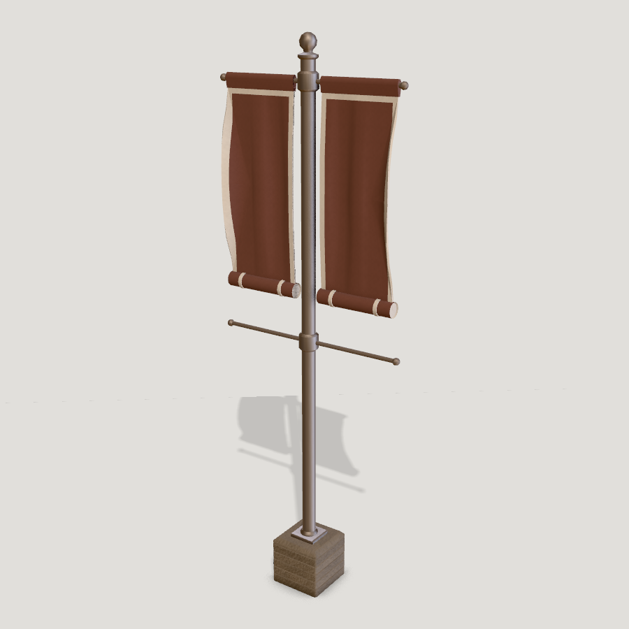 Campus Banner Pole HD 3D model