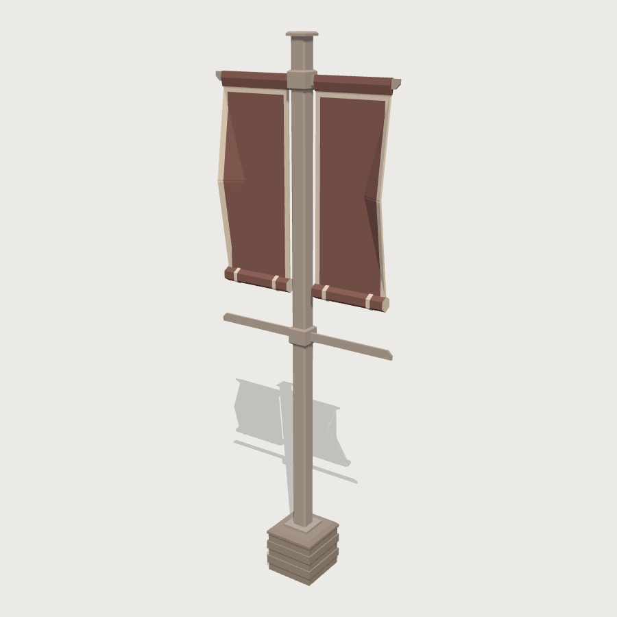 Campus Banner Pole low-poly 3D model