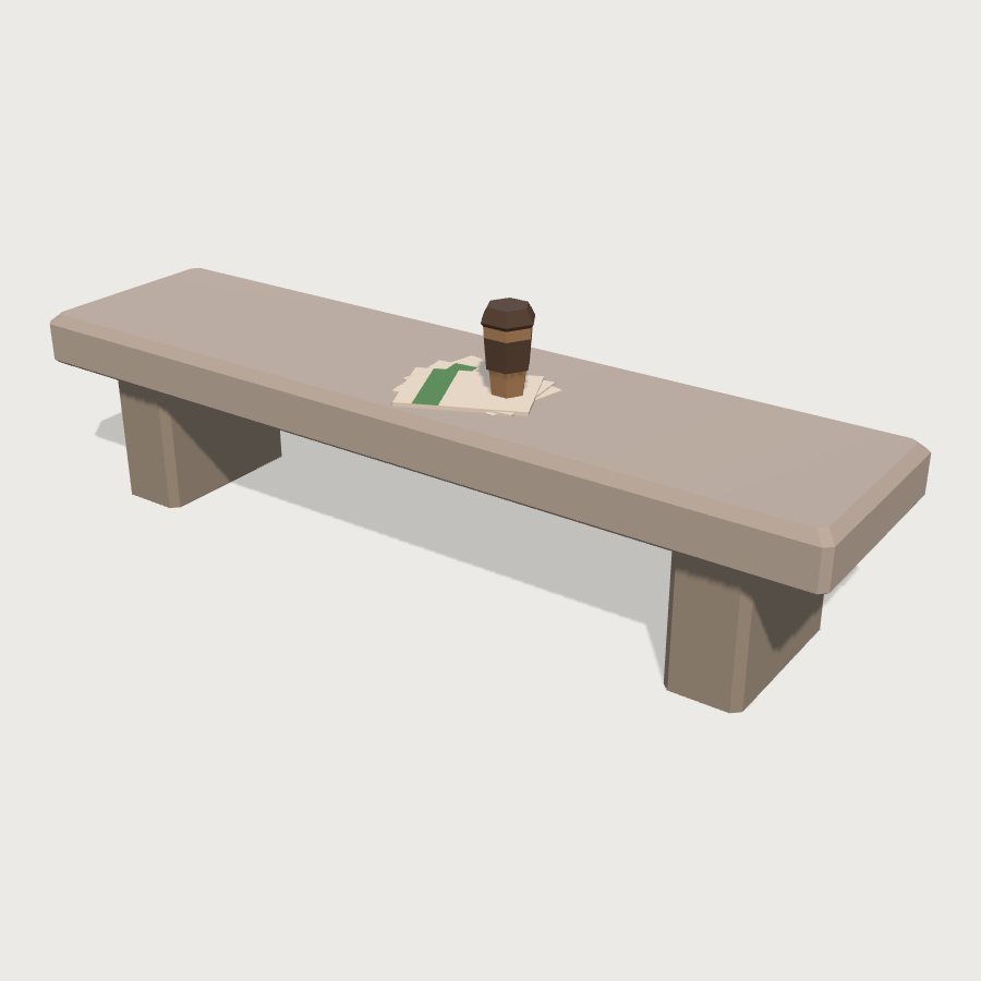 Campus Bench low-poly 3D model