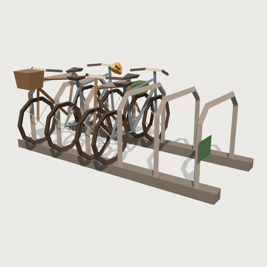 Campus Bike Rack low-poly 3D model