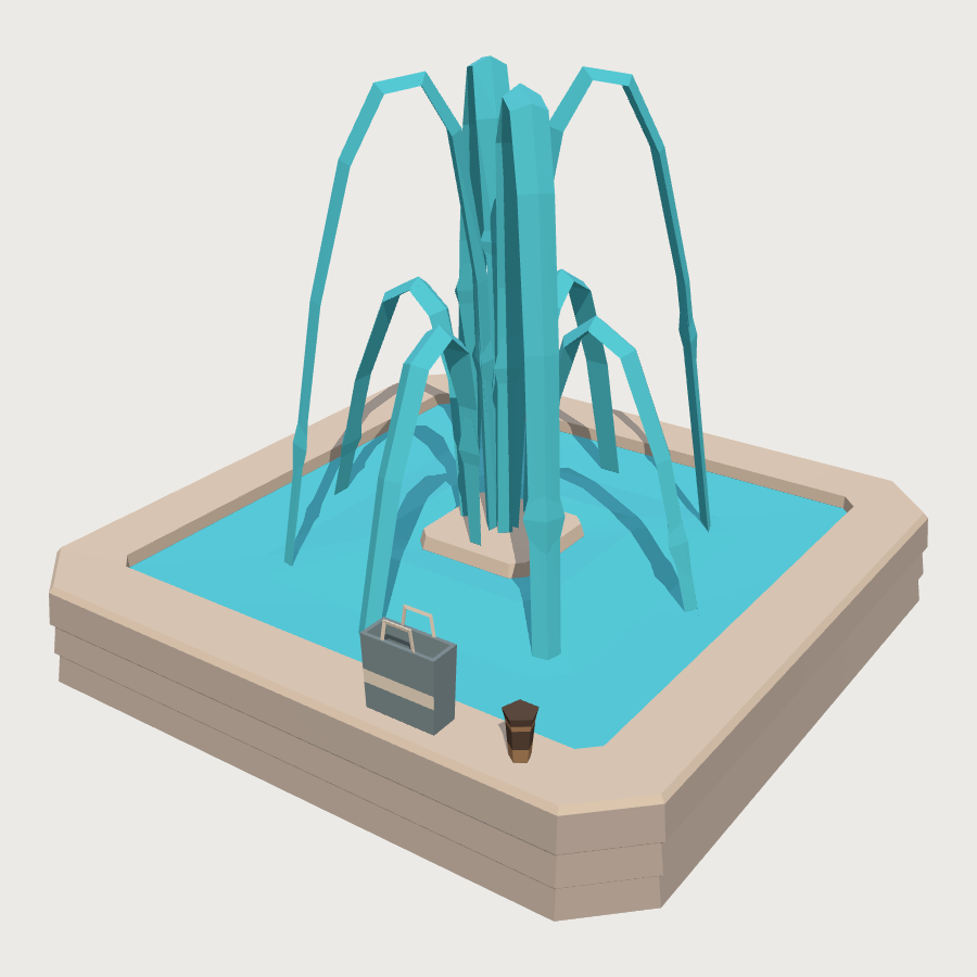 Campus Plaza Fountain low-poly 3D model