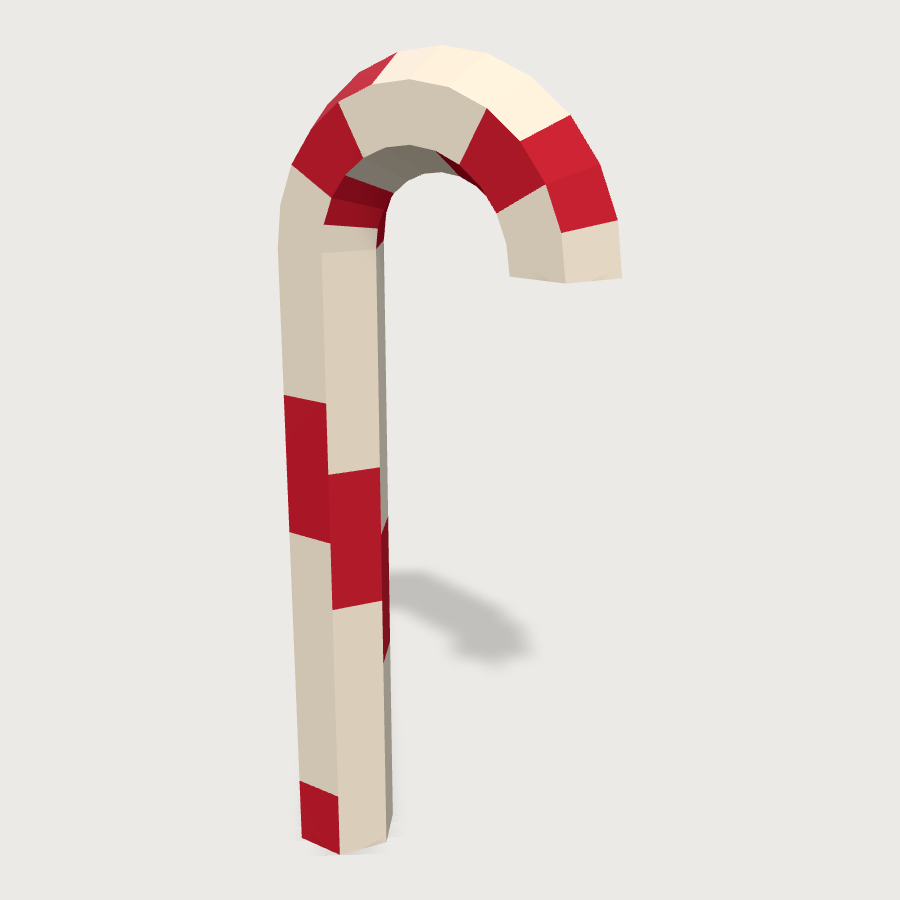 Candy Cane low-poly 3D model