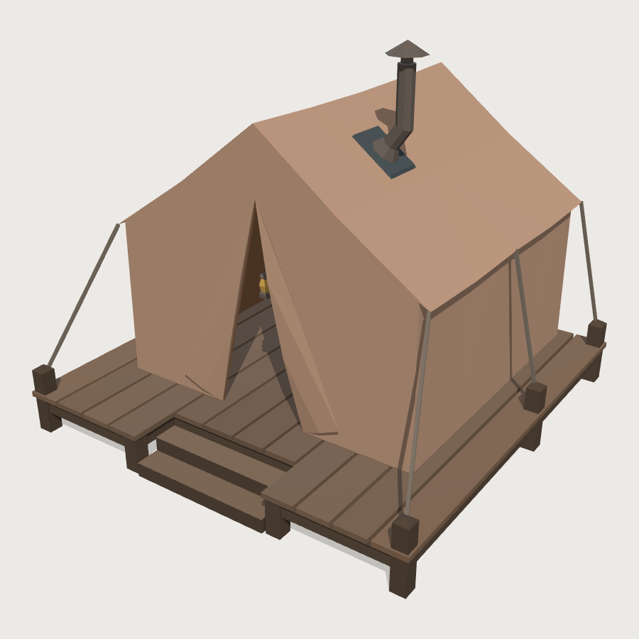 Canvas Wall Tent low-poly 3D model