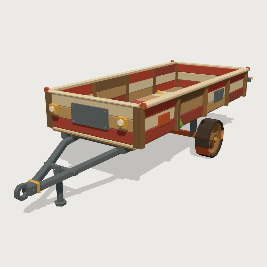 Cargo trailer low-poly 3D model