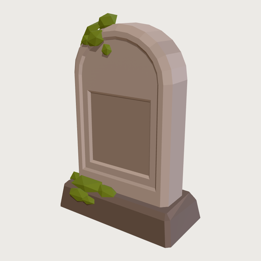 Carved Headstone low-poly 3D model