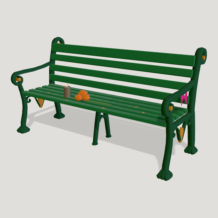 Cast-Iron Plaza Bench HD 3D model