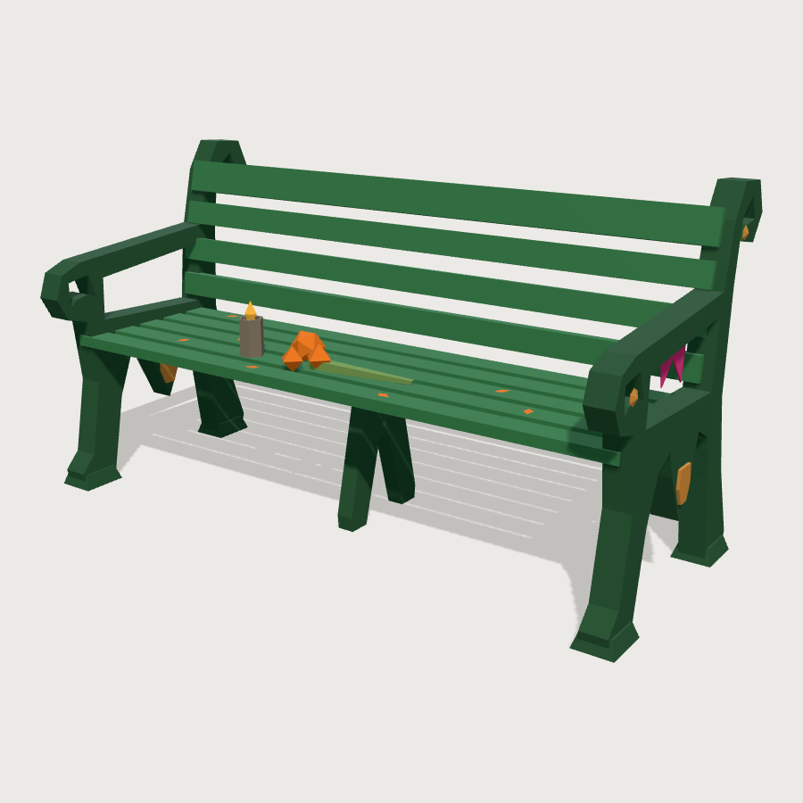 Cast-Iron Plaza Bench low-poly 3D model