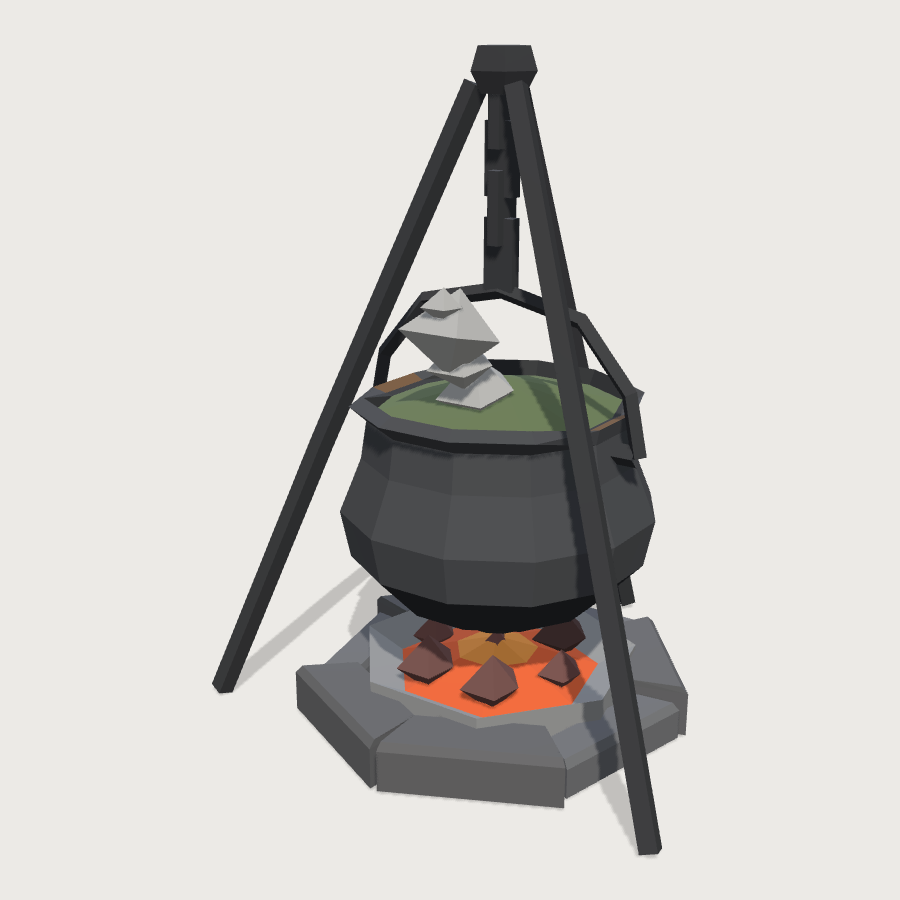 Cauldron On Coals low-poly 3D model