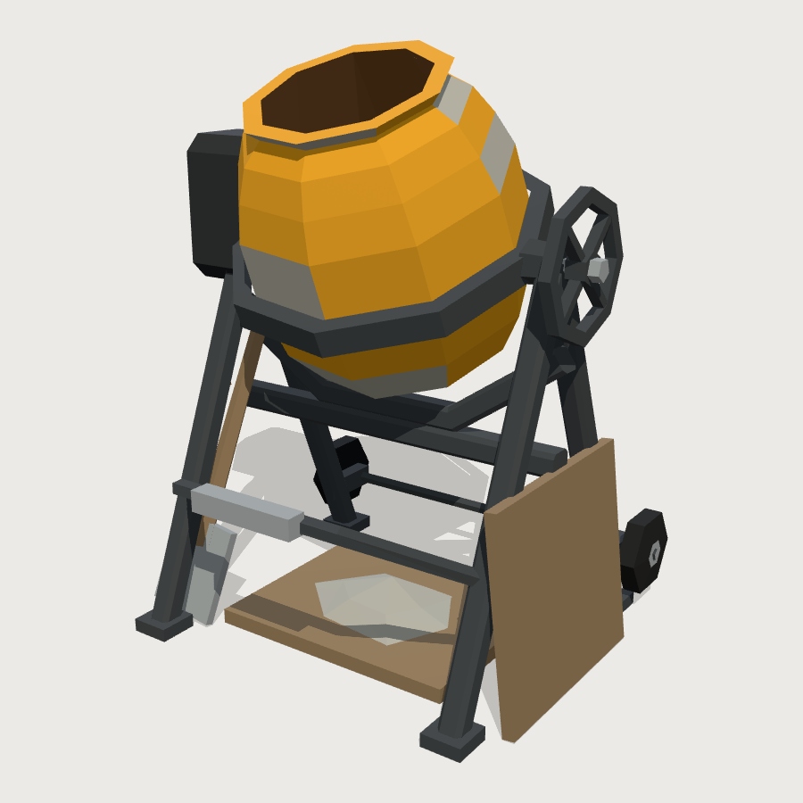 Cement Mixer on a Stand low-poly 3D model