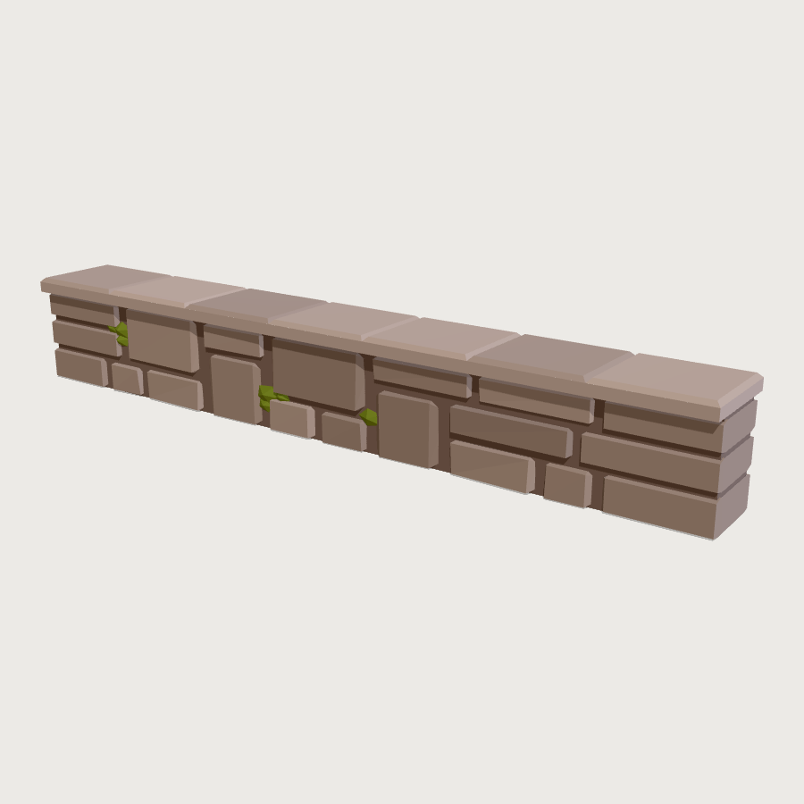 Cemetery Fieldstone Wall Run low-poly 3D model