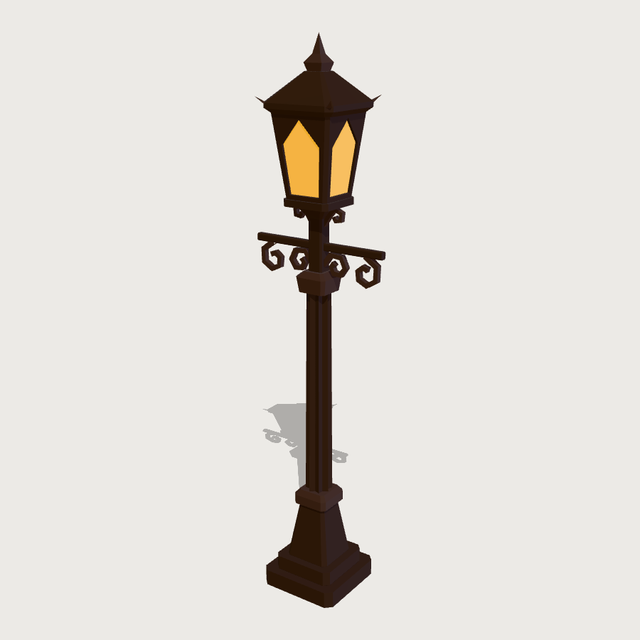Cemetery Lantern Post low-poly 3D model