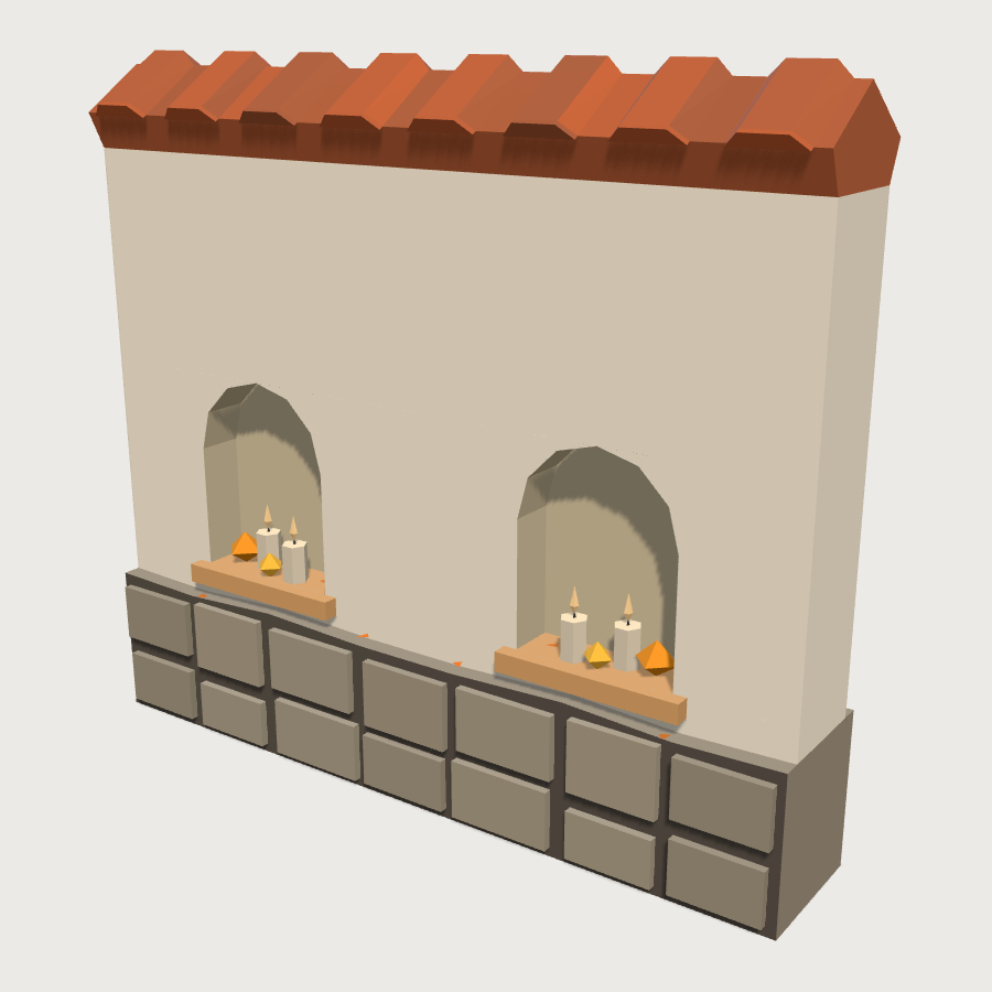 Cemetery Wall Run low-poly 3D model
