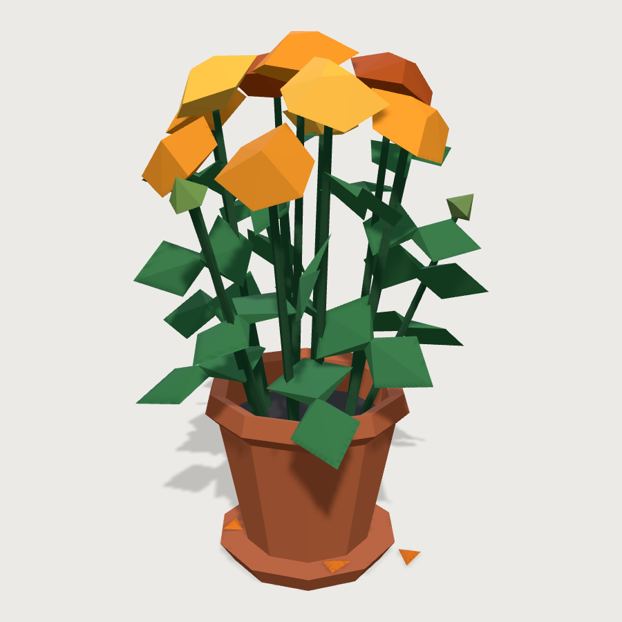 Cempasúchil Pot low-poly 3D model