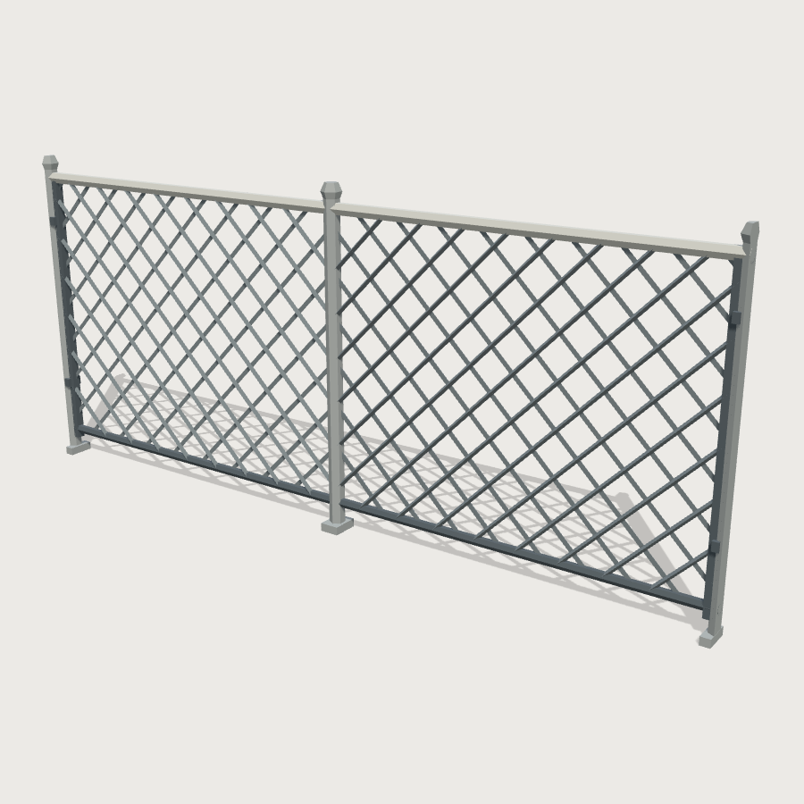 Chain-Link Fence Run low-poly 3D model